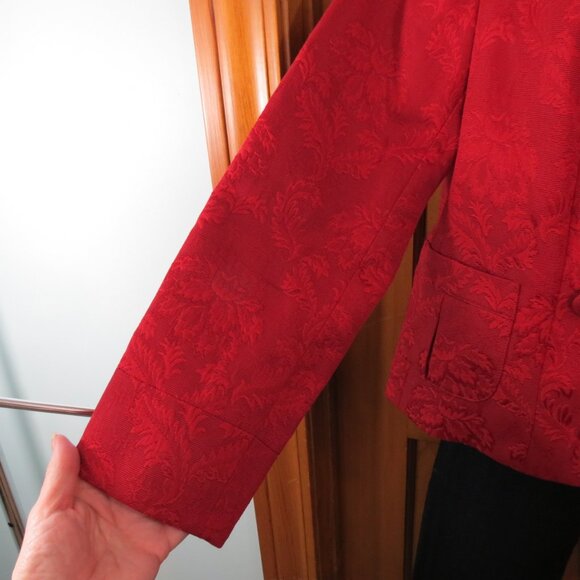 Talbots Red Blazer Double Breasted Peter Pan Collar Lined Size Petite Medium - Picture 4 of 11